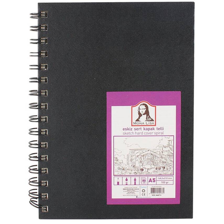 Monalisa Sketchbook A5 100 gr 80 yp Hard Cover Wirebound - 1