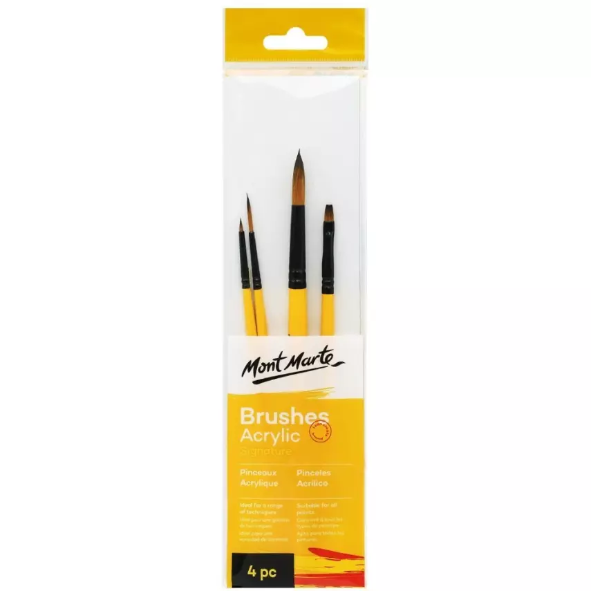Mont Marte Gallery Series Acrylic Brush Set Signature 4-Piece - 1