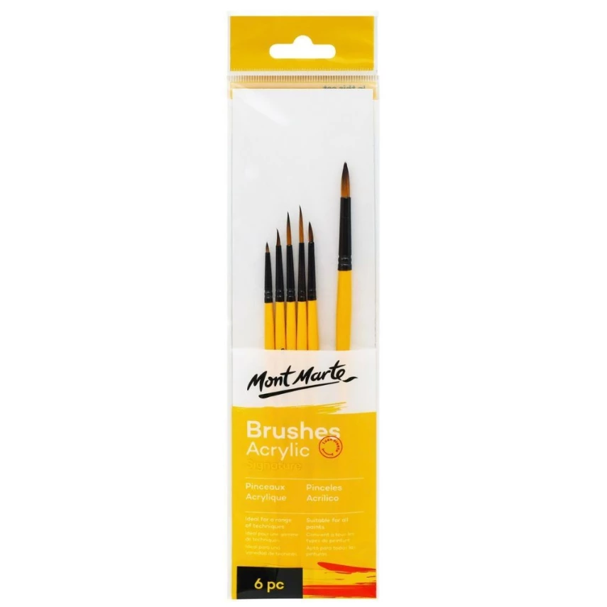 Mont Marte Gallery Series Acrylic Brush Set Signature 6-Piece - 1