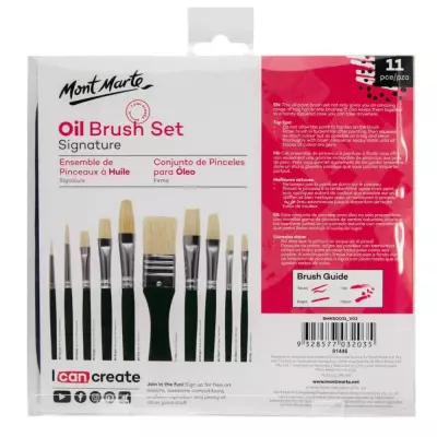 Mont Marte Gallery Series Oil Paint Brush Set 11 Pieces with Bag - 2