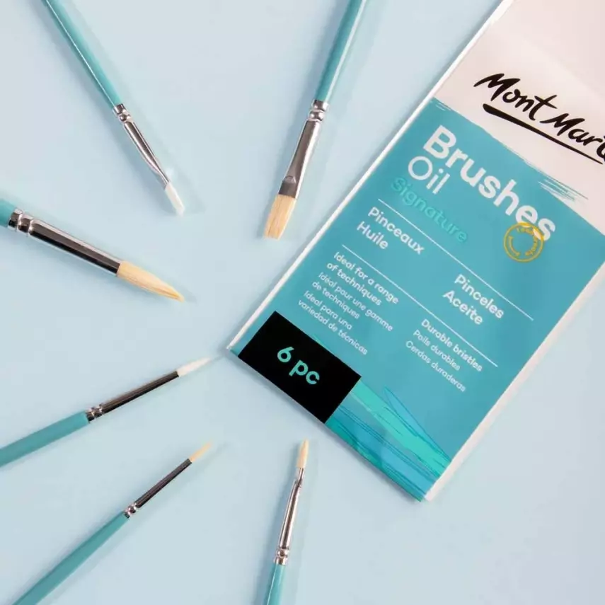 Mont Marte Gallery Series Oil Paint Brush Set Signature 6-Piece - 2