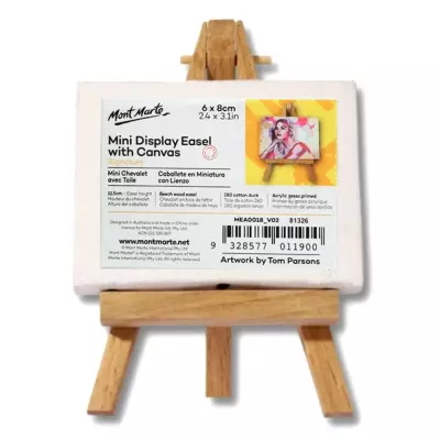 Mont Marte Mini Display Easel and 6x8 cm Pressed Canvas - 1