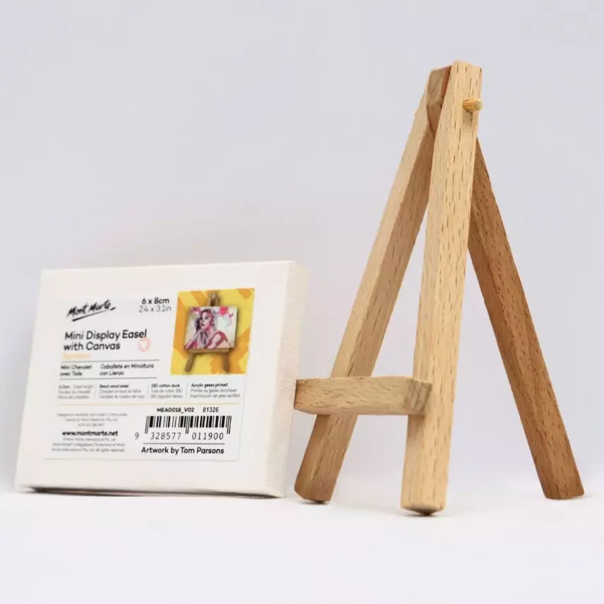 Mont Marte Mini Display Easel and 6x8 cm Pressed Canvas - 2