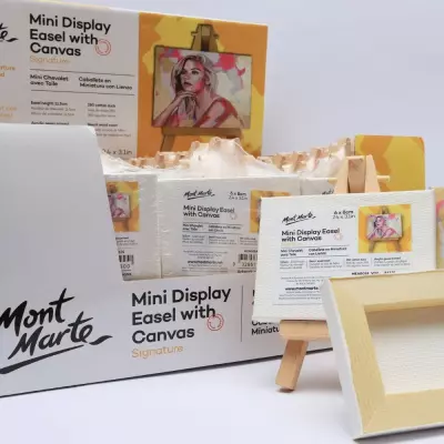 Mont Marte Mini Display Easel and 6x8 cm Pressed Canvas - 4
