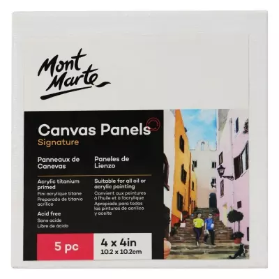 Mont Marte Pressed Canvas 10.2x10.2 cm Pack of 5 - 1