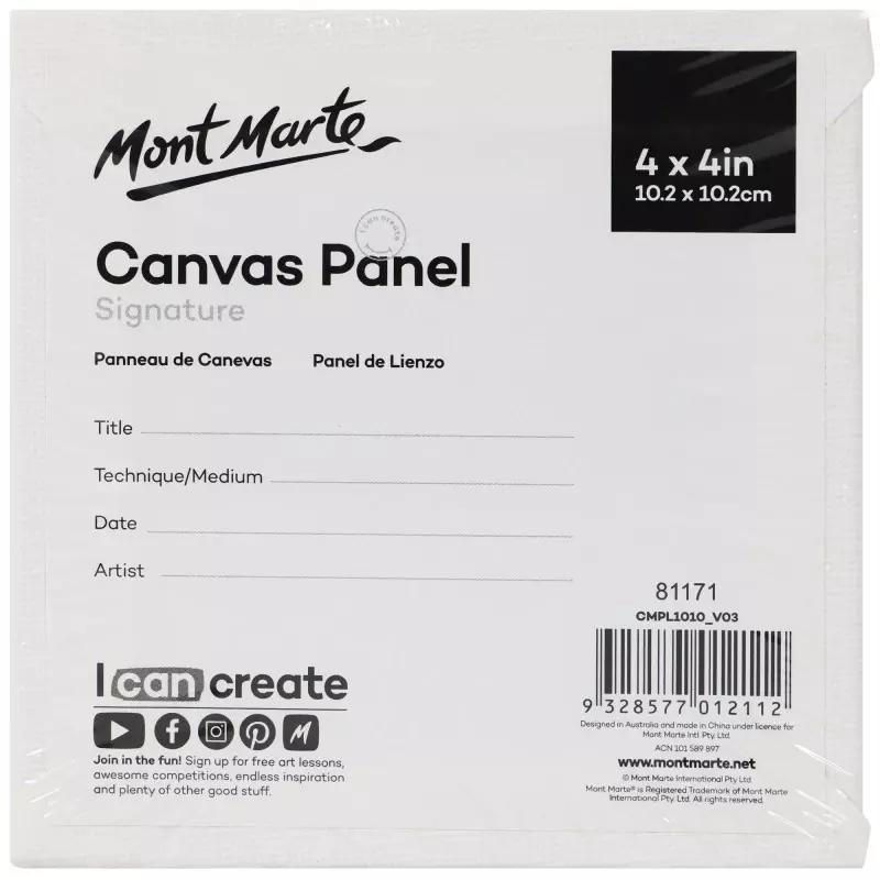 Mont Marte Pressed Canvas 10.2x10.2 cm Pack of 5 - 2