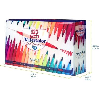 Pagos 120 Color Dual Brush Water-Based Marker Set