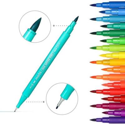 Pagos 120 Color Dual Brush Water-Based Marker Set (1)