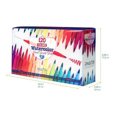 Pagos 120 Renk Dual Brush Su Bazlı Marker Seti - 3