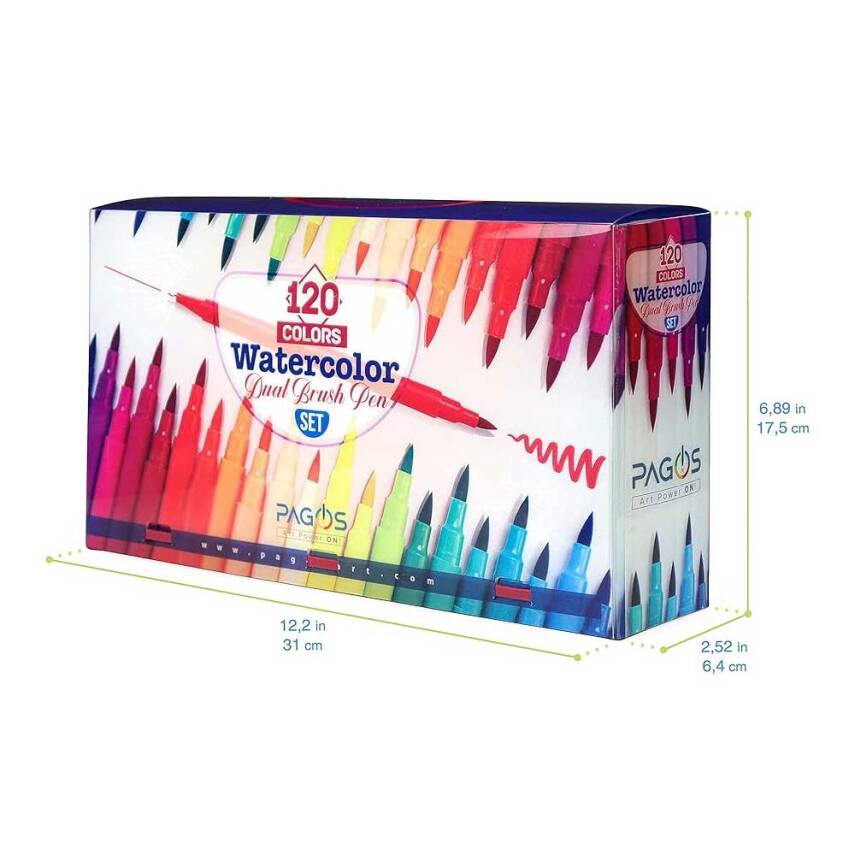 Pagos 120 Renk Dual Brush Su Bazlı Marker Seti - 3
