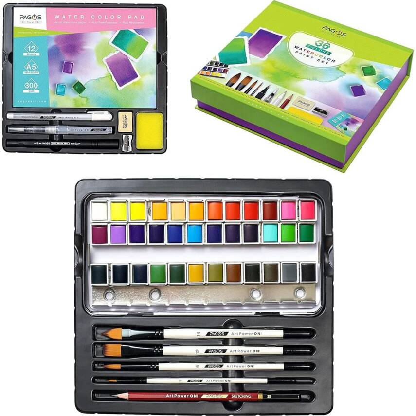 Pagos Special Boxed Watercolor Set 36 Colors - 3