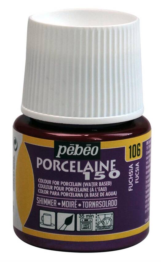 Pebeo Porcelaine 150 Fırınlanabilir Porselen Boyası 45 ml 106 Shimmer Fushsia - 1
