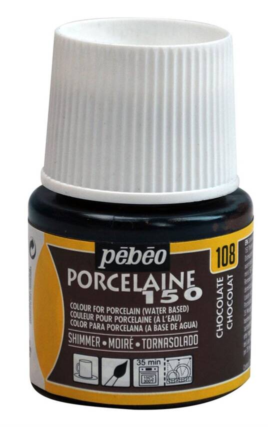 Pebeo Porcelaine 150 Fırınlanabilir Porselen Boyası 45 ml 108 Shimmer Chocolate - 1