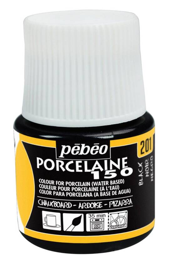 Pebeo Porcelaine 150 Fırınlanabilir Porselen Boyası 45 ml 201 Chalkboard Black - 1