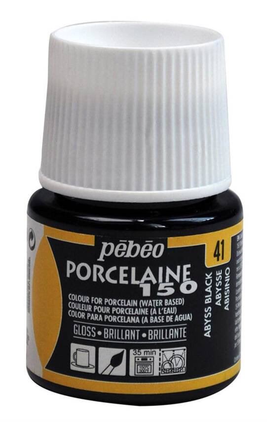 Pebeo Porcelaine 150 Fırınlanabilir Porselen Boyası 45 ml 41 Abyss Black - 1