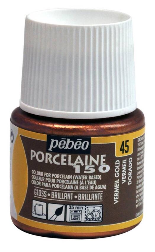 Pebeo Porcelaine 150 Fırınlanabilir Porselen Boyası 45 ml 45 Vermeil Gold - 1