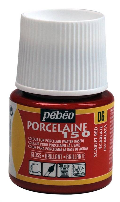Pebeo Porcelaine 150 Fırınlanabilir Porselen Boyası 45 ml Scarlet Red - 1