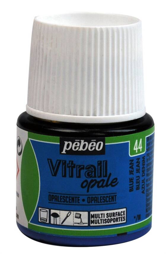Pebeo Vitrail Cam Boyası 45 ml 44 Opak (Örtücü) Blue Jeans - 1