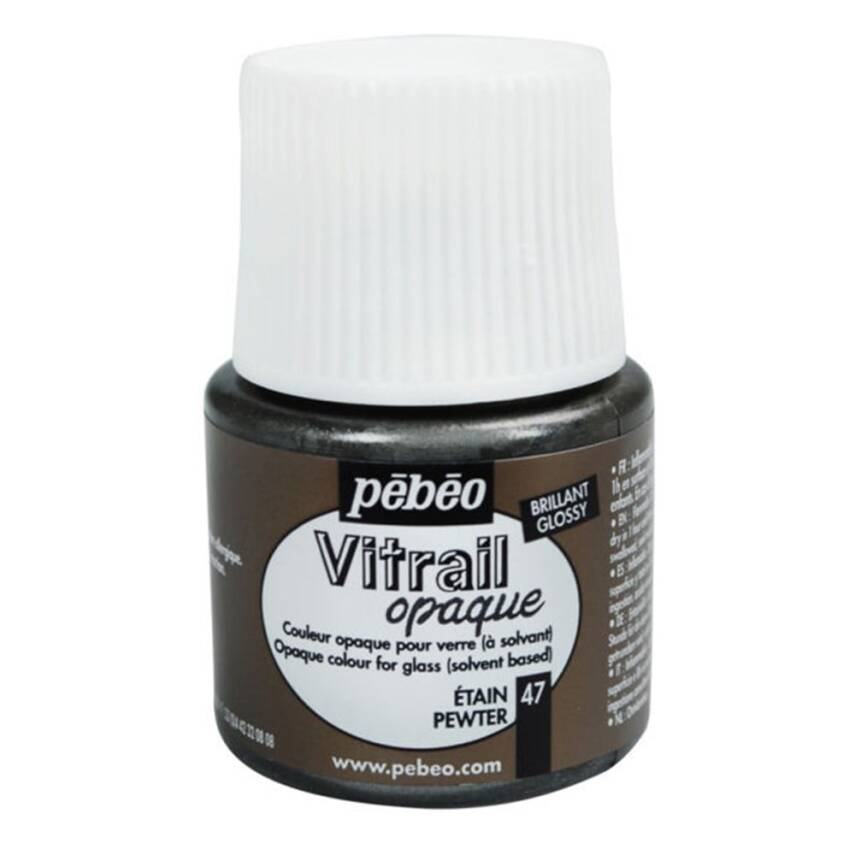 Pebeo Vitrail Cam Boyası 45 ml 47 Opak (Örtücü) Pewter - 1