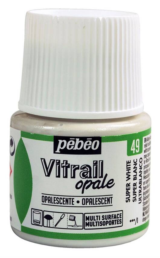 Pebeo Vitrail Cam Boyası 45 ml 49 Opak (Örtücü) Super White - 1