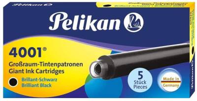 Pelikan Fountain Pen Cartridge 4001 Black Long 5-Piece