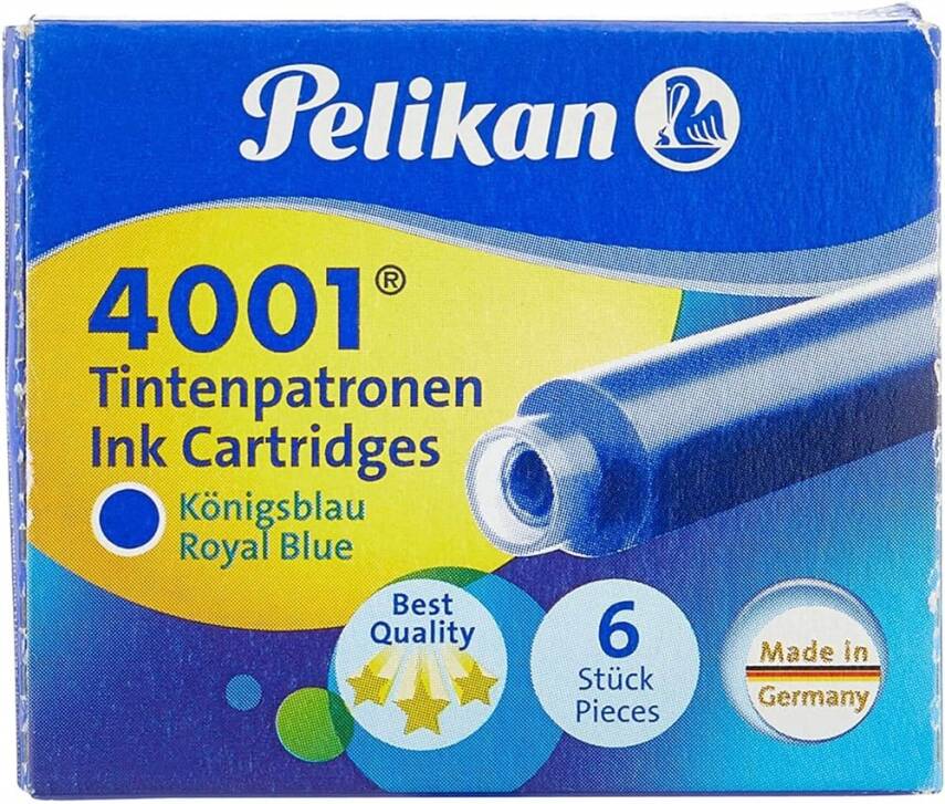 Pelikan Fountain Pen Cartridge 4001 Blue Short 6-Piece - 1