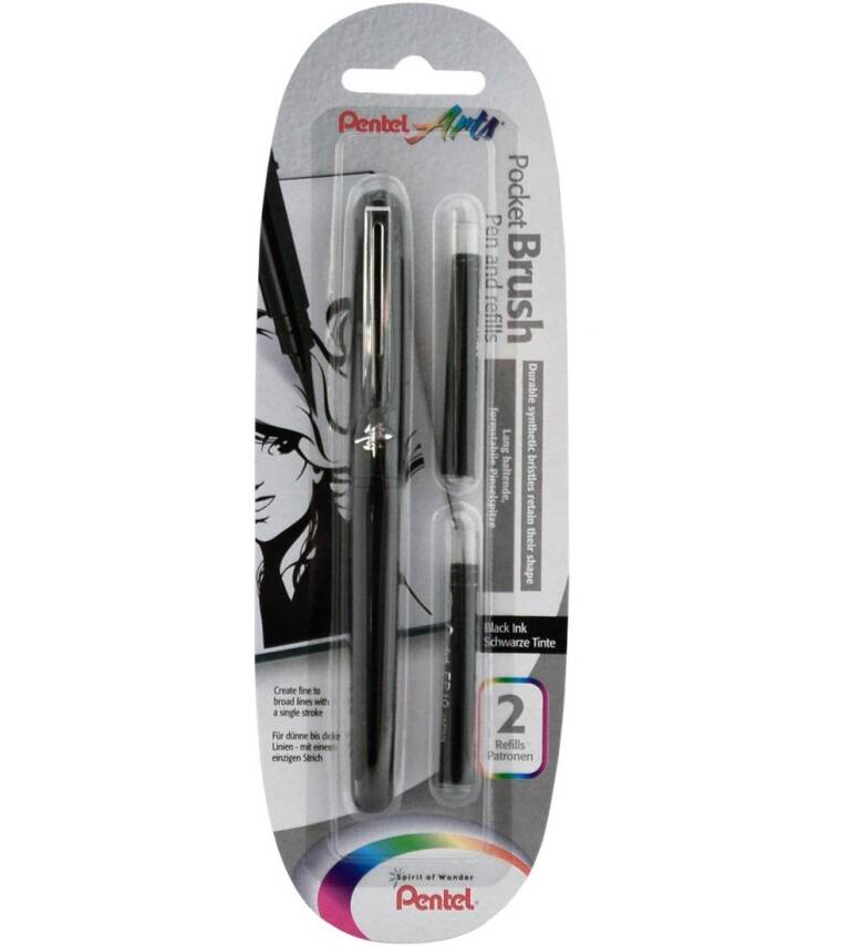 Pentel Arts Pocket Brush Pocket Brush Pen Black - 1