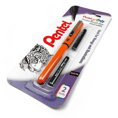 Pentel Arts Pocket Brush Pocket Brush Pen Orange (1)