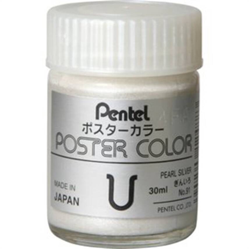 Pentel Gouache Paint Poster Color Pearl Silver No:91 - 1