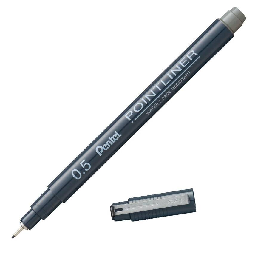 Pentel Pointliner Teknik Çizim Kalemi 0.5 mm Grey S20P-5N - 1