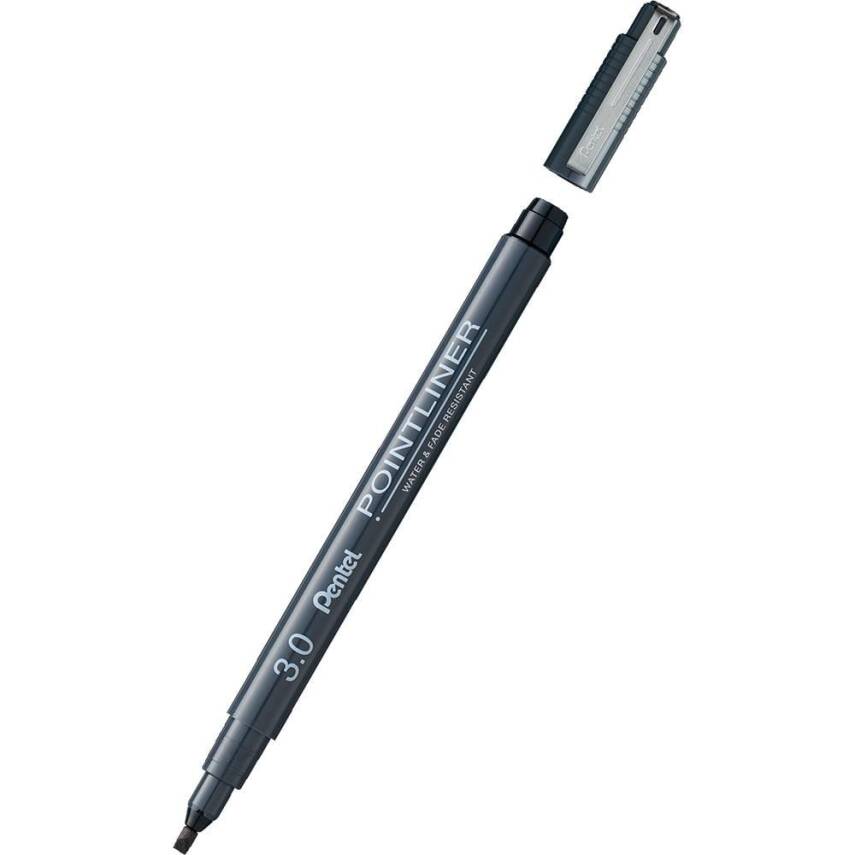Pentel Pointliner Teknik Çizim Kalemi 3.0 mm Kaligrafik Kesik Uç S20P-30A - 1