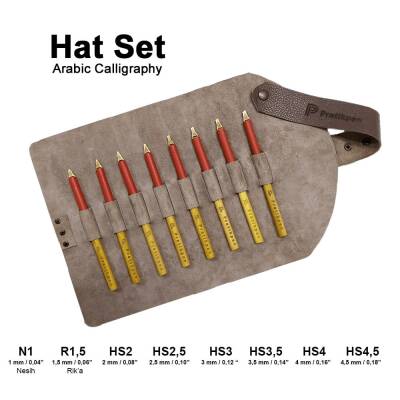 Pratikpen Calligraphy Pen Set of 8 - Leather Pen Holder