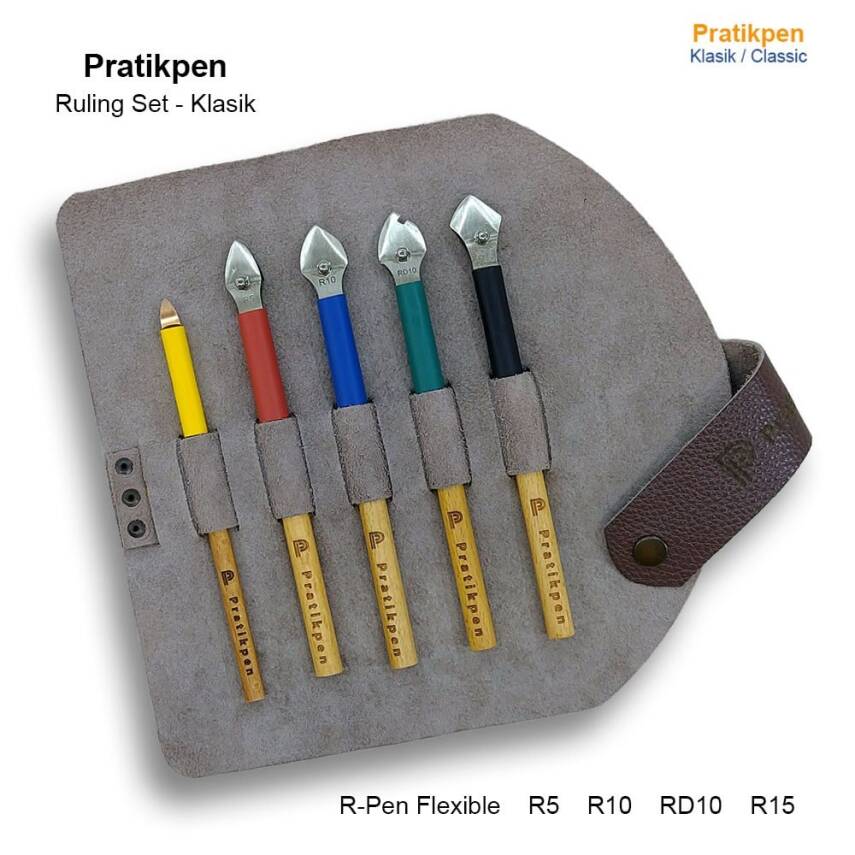 Pratikpen Ruling Set of 5 - Leather Pen Holder - 1