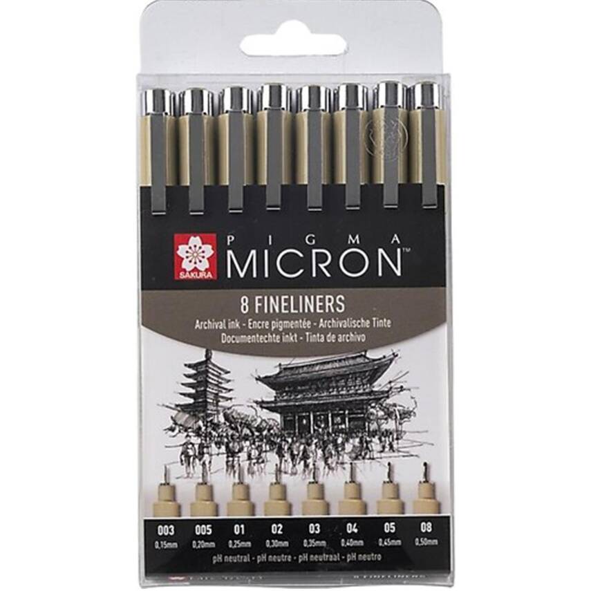 Sakura Pigma Micron Black Set of 8 - 1