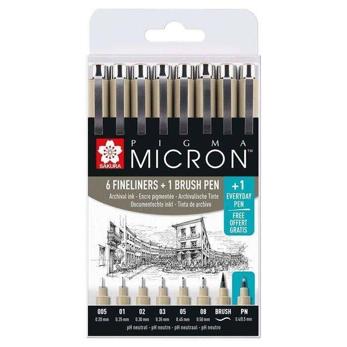 Sakura Pigma Micron Siyah Set 7+1'Li - 1