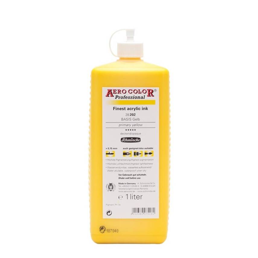 Schmincke Aero Color Acrylic Ink 1000 ml 202 Primary Yellow - 1