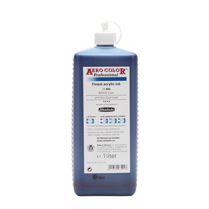Schmincke Aero Color Acrylic Ink 1000 ml 405 Primary Blue Cyan - 1