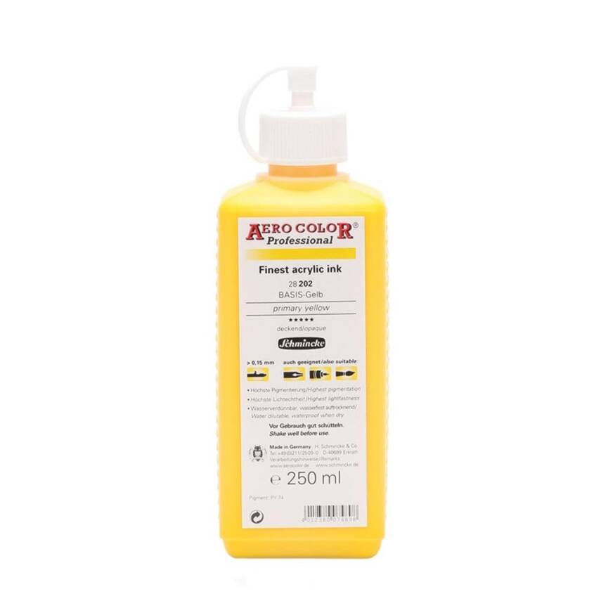 Schmincke Aero Color Acrylic Ink 250 ml 202 Primary Yellow - 1