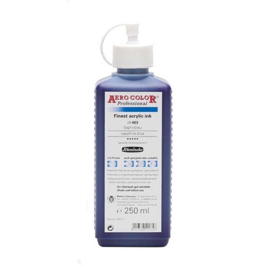 Schmincke Aero Color Acrylic Ink 250 ml 403 Sapphire Blue - 1