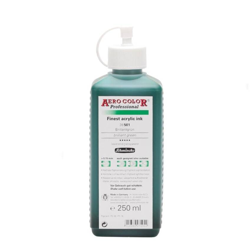 Schmincke Aero Color Acrylic Ink 250 ml 501 Brilliant Green - 1