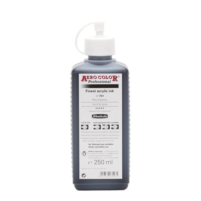 Schmincke Aero Color Acrylic Ink 250 ml 701 Neutral Gray - 1