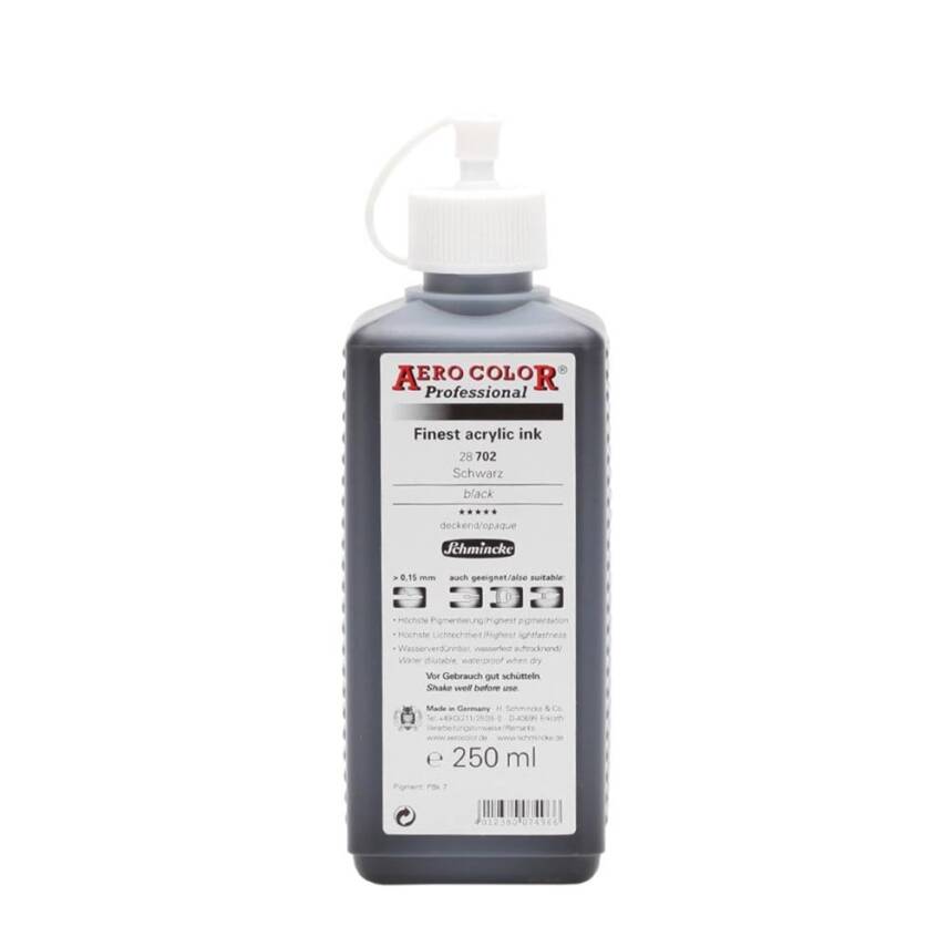 Schmincke Aero Color Acrylic Ink 250 ml 702 Black - 1