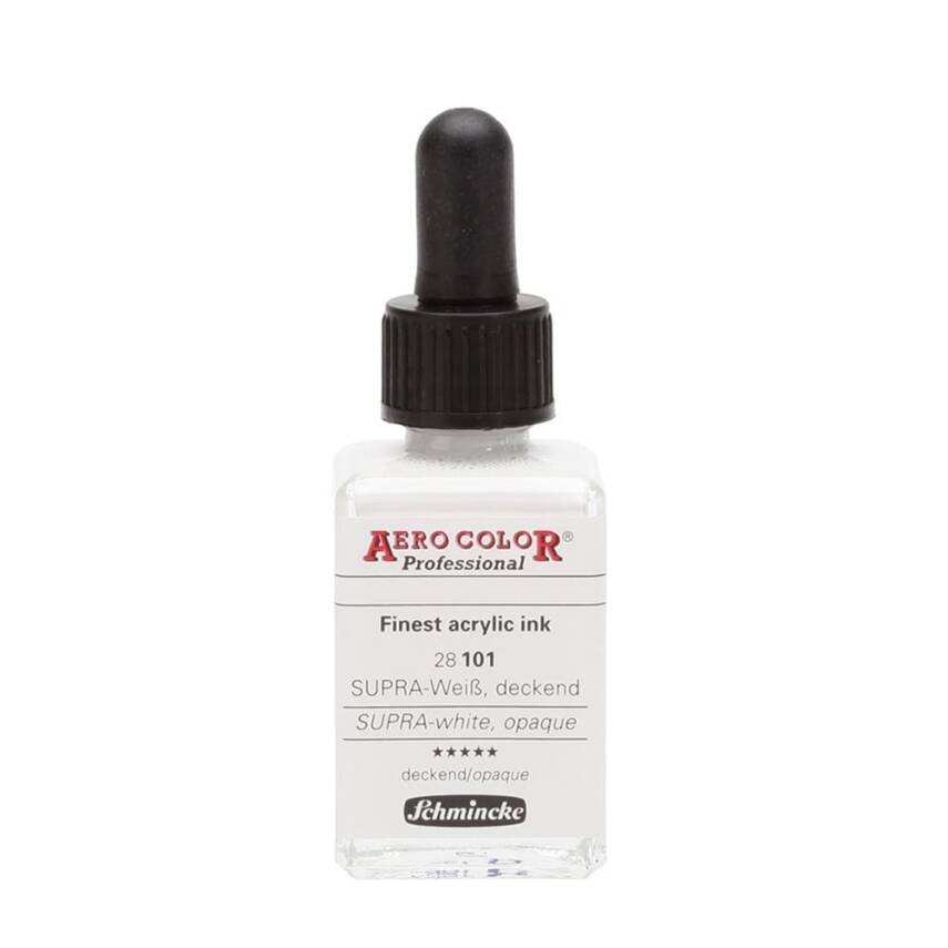 Schmincke Aero Color Acrylic Ink 28 ml 101 Supra White Opaque - 3