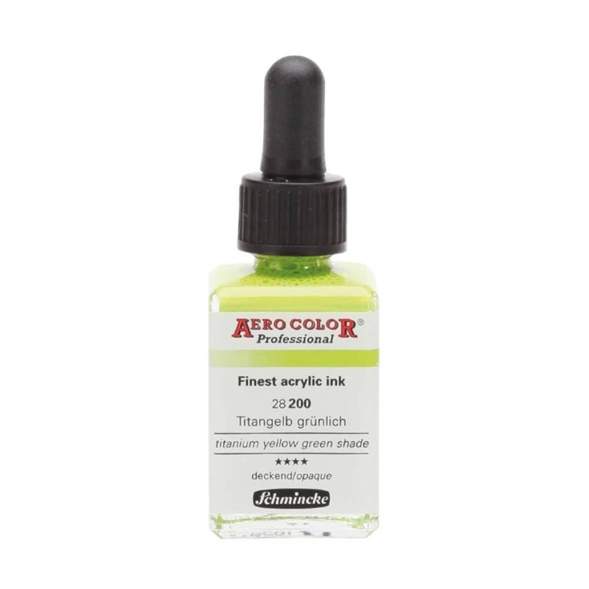 Schmincke Aero Color Acrylic Ink 28 ml 200 Titanium Yellow Green Shade - 1
