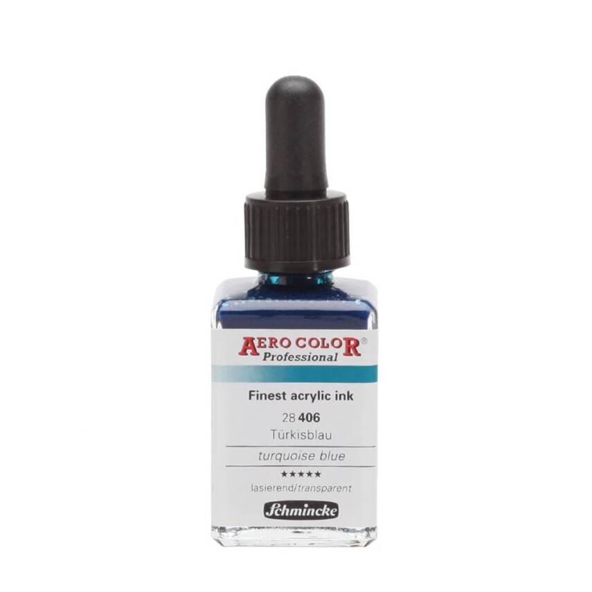 Schmincke Aero Color Acrylic Ink 28 ml 406 Turquoise Blue - 1