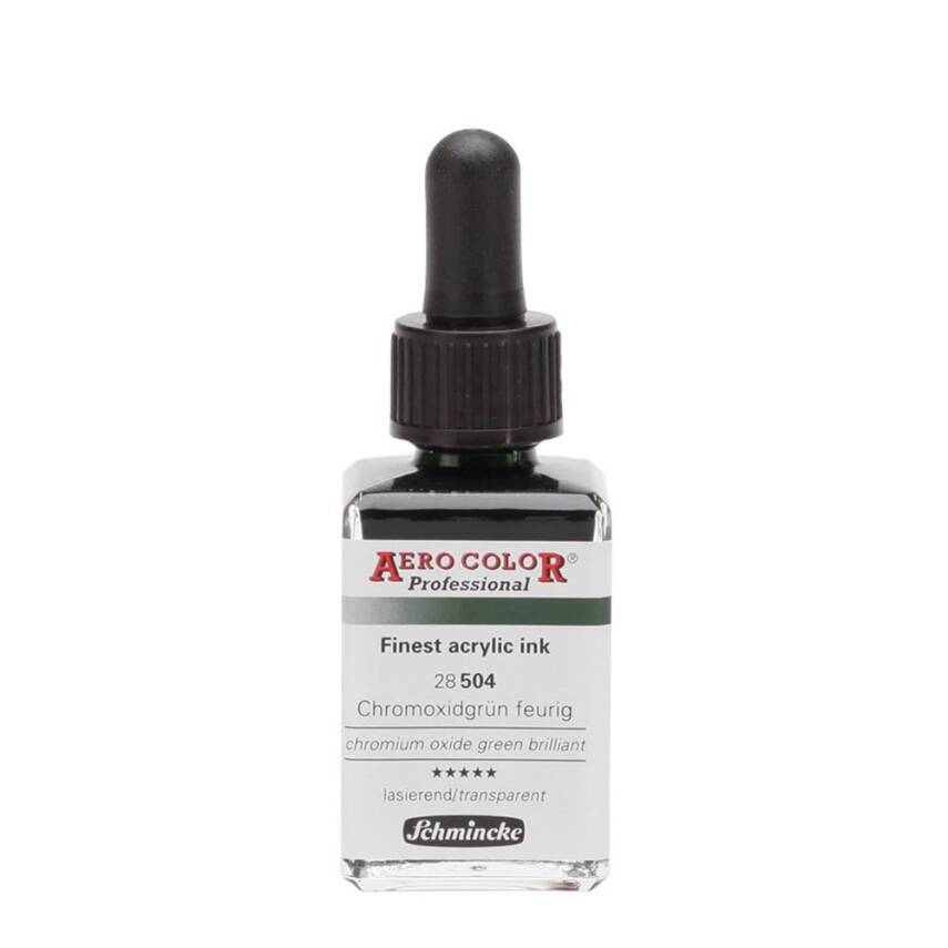 Schmincke Aero Color Acrylic Ink 28 ml 504 Chromium Oxide Green Brilliant - 1