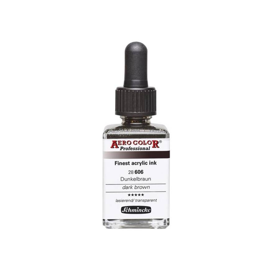 Schmincke Aero Color Acrylic Ink 28 ml 606 Dark Brown - 1