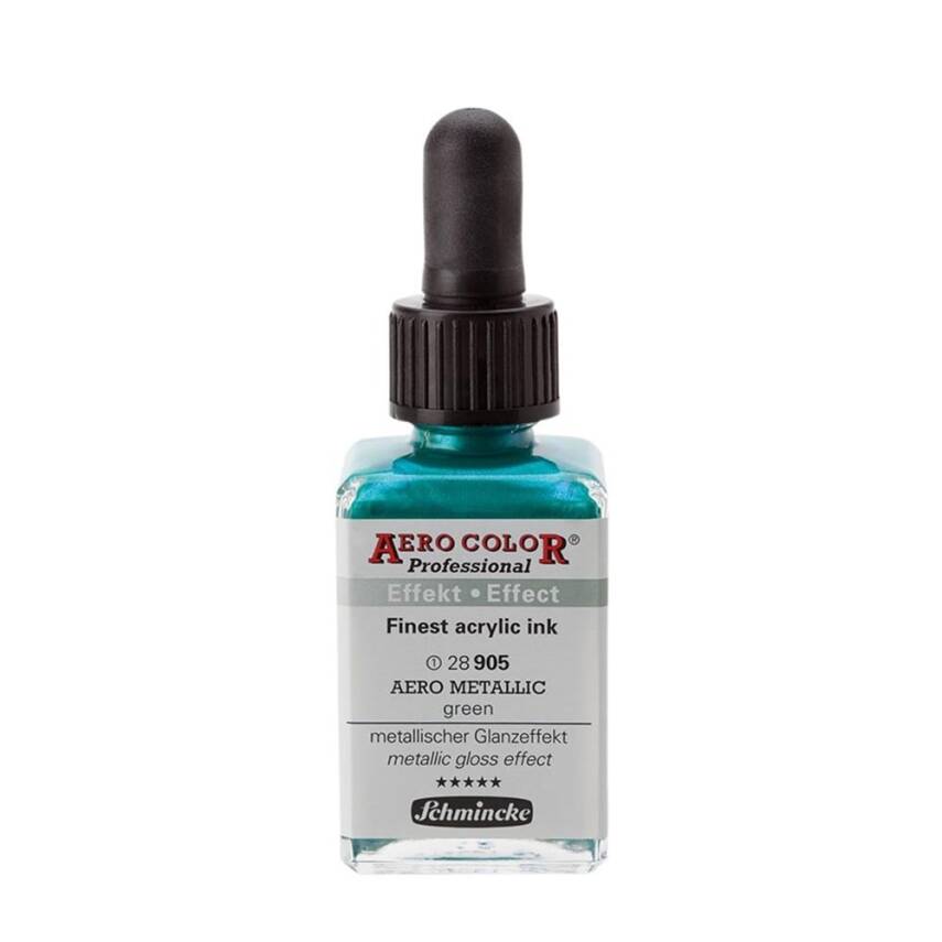 Schmincke Aero Color Acrylic Ink 28 ml 905 Aero Metallic Green - 1