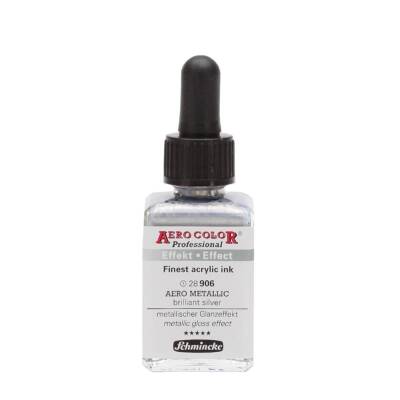 Schmincke Aero Color Acrylic Ink 28 ml 906 Aero Metallic Brill.Silver