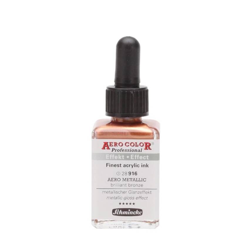 Schmincke Aero Color Acrylic Ink 28 ml 916 Aero Metallic Brilliant Bronze - 1